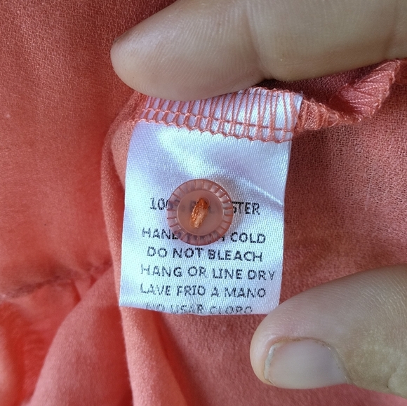 Easel Women's Coral Color Baby Doll Long Balloon Sleeve Blouse Top Size Small - Picture 8 of 8